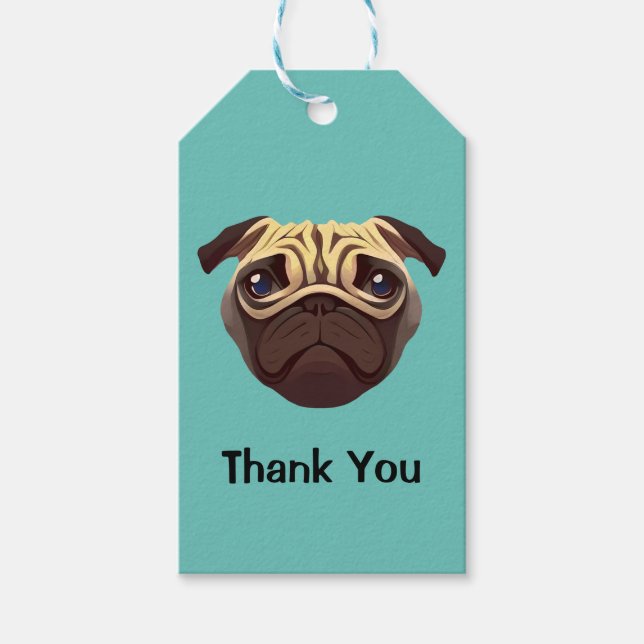 Mops Vielen Dank Geschenkanhänger (Vorderseite)