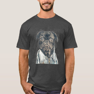 Mops Vintag Retro Blueprint Design Hunde Liebhaber T-Shirt