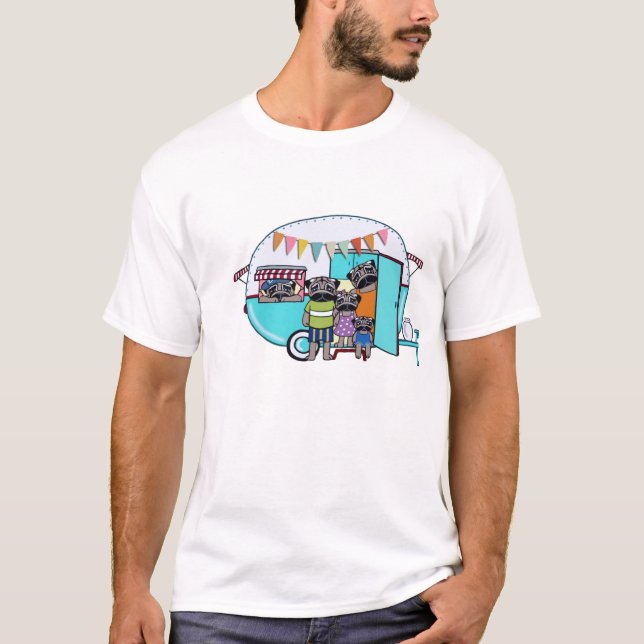 Mops-Vintager Anhänger T-Shirt (Vorderseite)