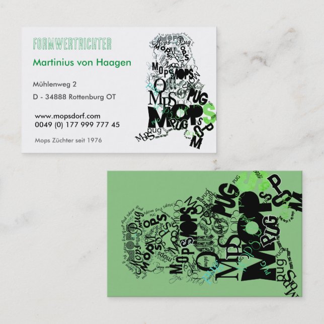 Mops Visitenkarte (Vorne/Hinten)