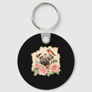 Mops Vogel süßer Hund lustiger Mops  Schlüsselanhänger
