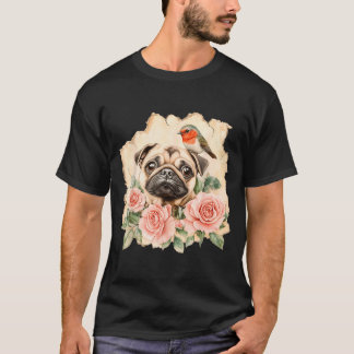 Mops Vogel süßer Hund lustiger Mops  T-Shirt