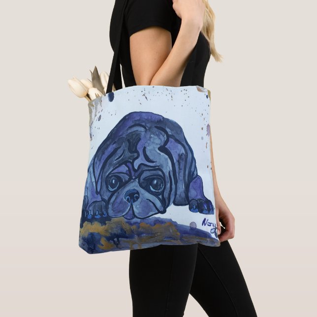 Mops von Aquarell Tasche (Von Nahem)