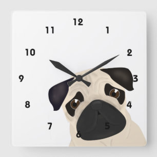 Mops-Wandklemme Quadratische Wanduhr