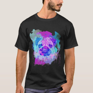 Mops-Wasserfarbe, Künstlerischer Mops, Bunter Mops T-Shirt