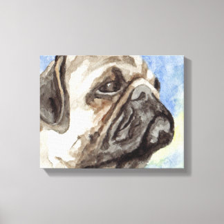 Mops Wasserfarbenportrait Leinwanddruck