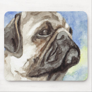 Mops Wasserfarbenportrait Mousepad