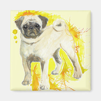 Mops Watercolor Art Magnet