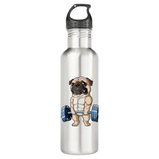 Mops Weighlift Funny Deadlift Männer Fitness Spiel Edelstahlflasche (Vorderseite)