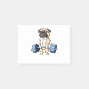 Mops Weighlift Funny Deadlift Männer Fitness Spiel Post-it Klebezettel