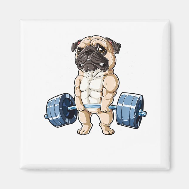 Mops Weightlift Funny Deadlift Fitness Männer Magnet (Vorne)