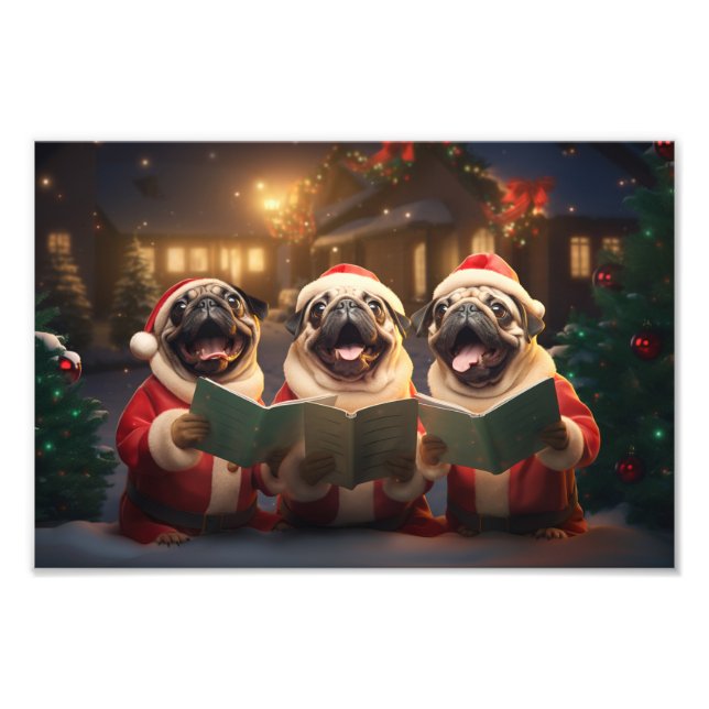 Mops Weihnachten Feiertag Fotodruck (Vorne)
