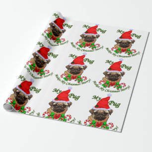 Mops-Weihnachten fröhlich Geschenkpapier