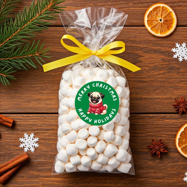 Mops Weihnachten für Geschenke Geschenke Geschenke Runder Aufkleber (Pug Dog Christmas For Gifts Presents Classic Round Sticker)