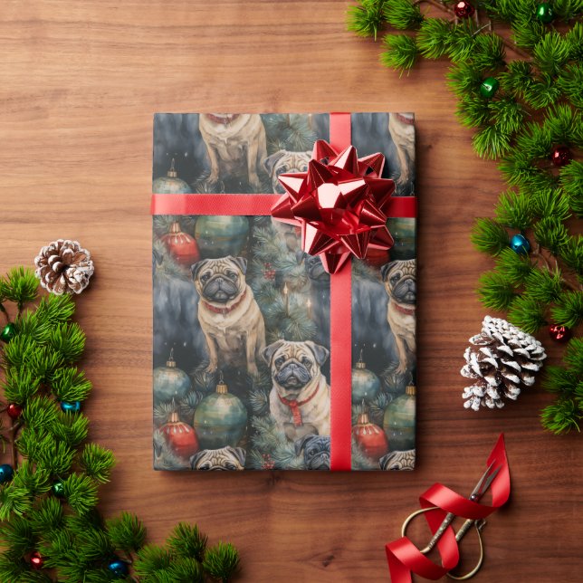 Mops Weihnachten Geschenkpapier (Feiertagsgeschenk)