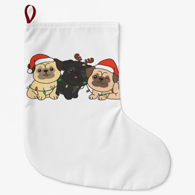 Mops Weihnachten Tiere Niedlich Hunde Urlaub Großer Weihnachtsstrumpf (Vorderseite)