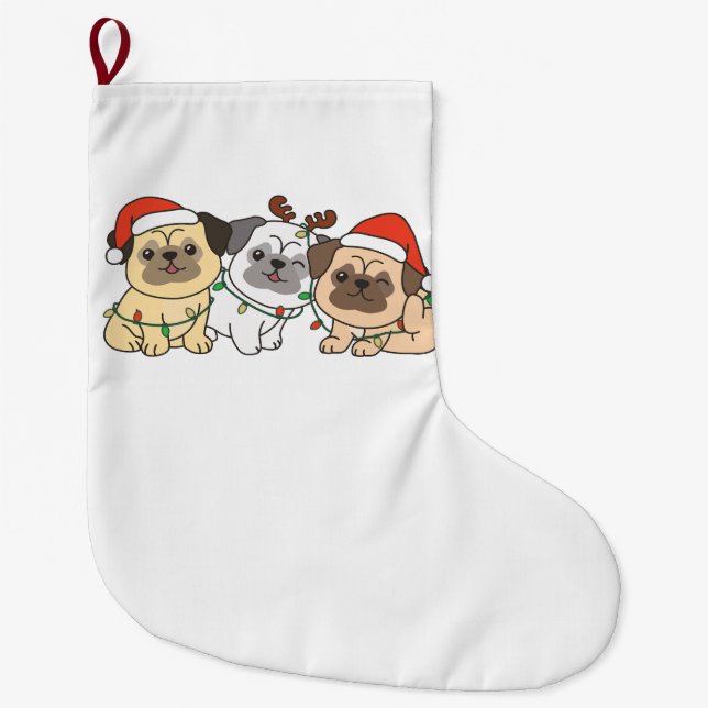 Mops Weihnachten Tiere Niedlich Hunde Urlaub Großer Weihnachtsstrumpf (Vorderseite)