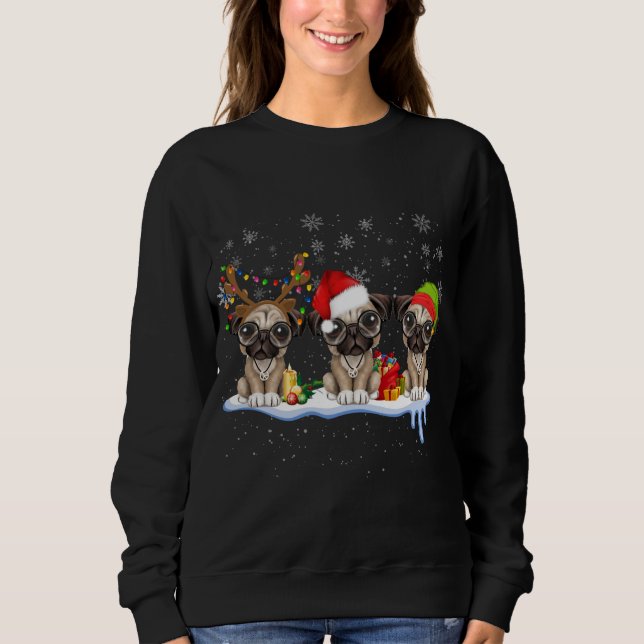Mops Weihnachten Weihnachtsmannmütze, Funny Möpsen Sweatshirt (Vorderseite)
