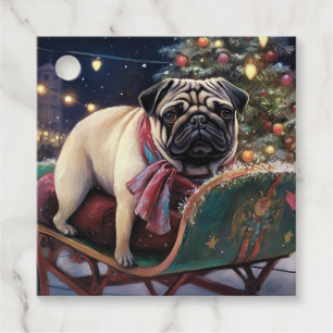 Mops Weihnachts-Feiertage Geschenkanhänger