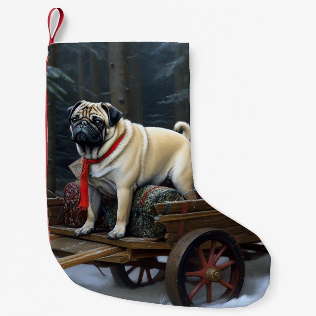 Mops Weihnachts-Feiertage Kleiner Weihnachtsstrumpf (Vorderseite)