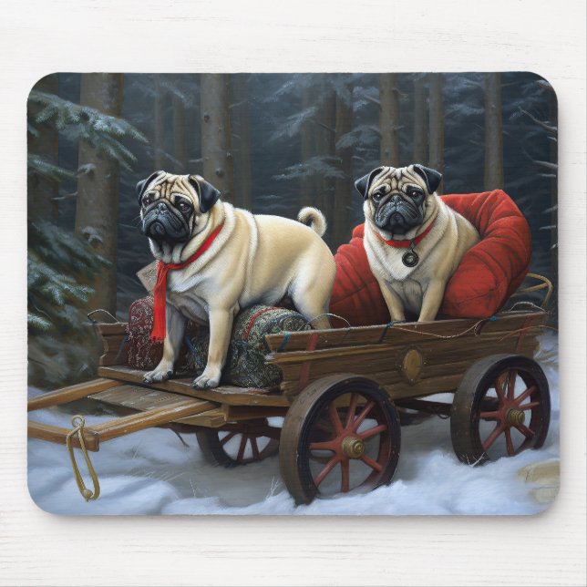 Mops Weihnachts-Feiertage Mousepad (Vorne)
