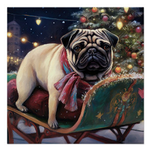 Mops Weihnachts-Feiertage Poster