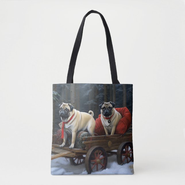 Mops Weihnachts-Feiertage Tasche (Vorderseite)