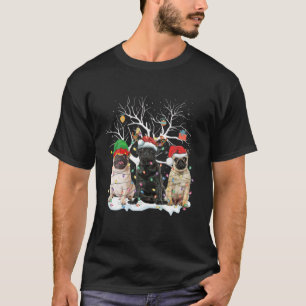 Mops Weihnachts-Lichter Santa Elf Rentier Hund Lov T-Shirt