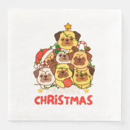 Mops Weihnachtsbaum Frohe Weihnachten Serviette