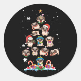 Mops Weihnachtsbaum Hund Santa Merry Pugmas Weihna Runder Aufkleber