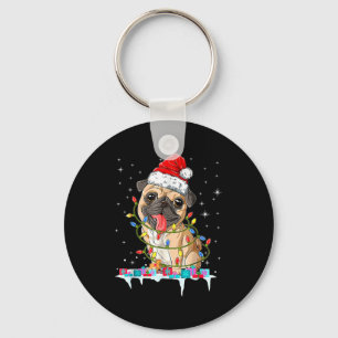 Mops Weihnachtsbaum Lichter Santa Hund Weihnachten Schlüsselanhänger