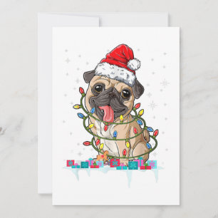 Mops-Weihnachtsbaum-Lichter Weihnachtsmann-Hund-We Einladung