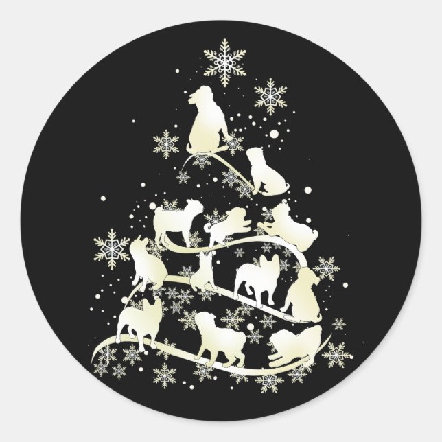 Mops Weihnachtsbaum Mops Lover Xmas Bestes Geschen Runder Aufkleber (Vorderseite)