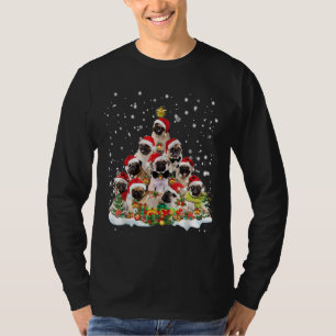 Mops Weihnachtsbaum Weihnachtsmannmütze Pajama Mop T-Shirt