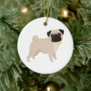 Mops-Weihnachtsbaumschmuck Keramik Ornament