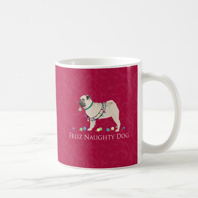 Mops Weihnachtsdesign Kaffeetasse (Rechts)