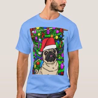 Mops Weihnachtsfeiertag Mops mit Weihnachtsmütze u T-Shirt