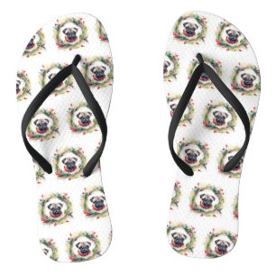 Mops Weihnachtsfest Flip Flops