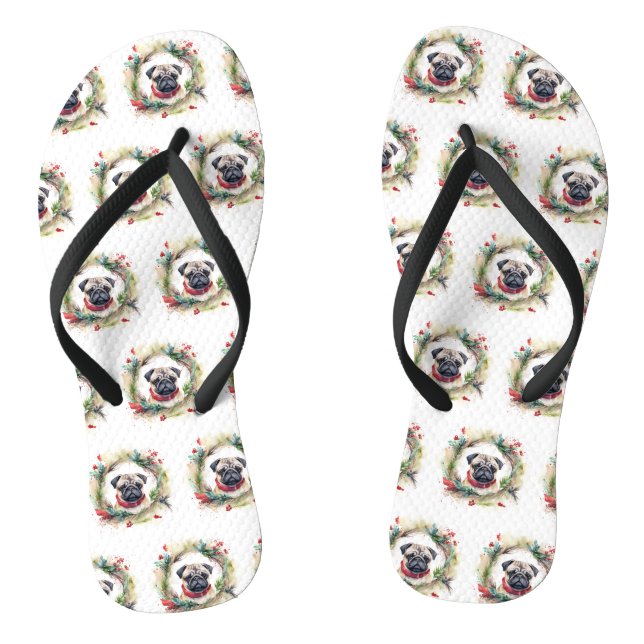 Mops Weihnachtsfest Flip Flops (Fußbett)