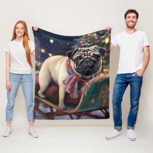 Mops Weihnachtsfest Saison Fleecedecke