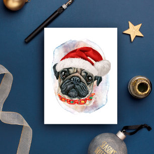 Mops-Weihnachtsgeschenke für Hunde-Liebhaber Feiertagspostkarte