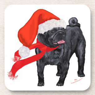 Mops Weihnachtshelfer Getränkeuntersetzer