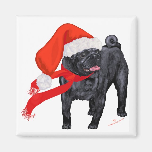 Mops Weihnachtshelfer Magnet (Vorne)