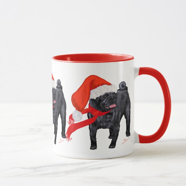 Mops Weihnachtshelfer Tasse (Rechts)