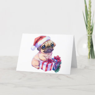 Mops Weihnachtskarte Dankeskarte