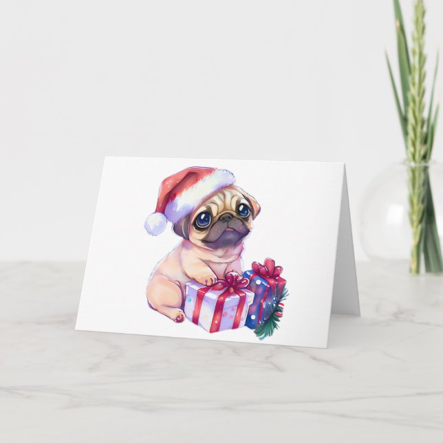 Mops Weihnachtskarte Dankeskarte (Vorderseite)