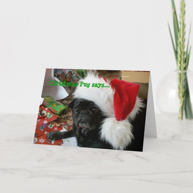 Mops Weihnachtskarte Feiertagskarte (Vorderseite)