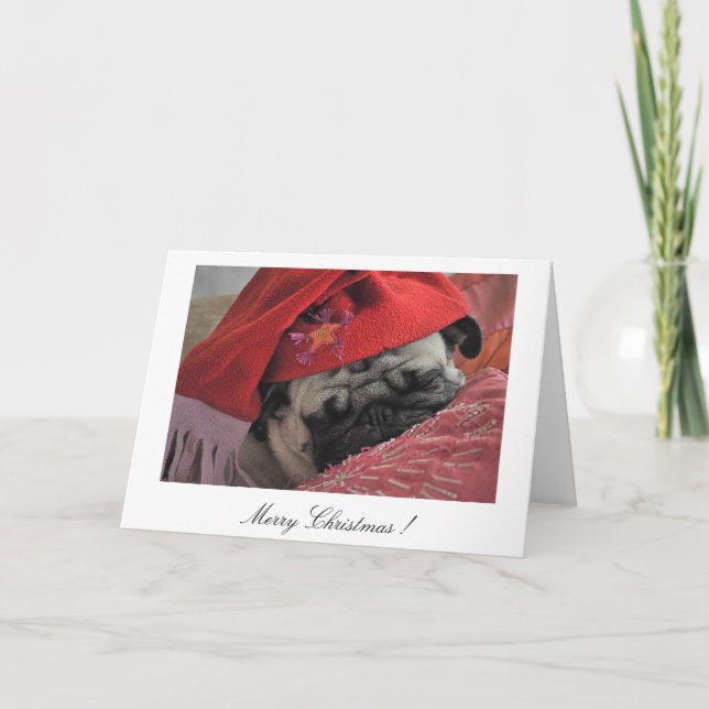 Mops-Weihnachtskarte Feiertagskarte (Vorderseite)