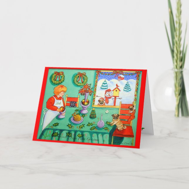 Mops Weihnachtskarten Feiertagskarte (Vorderseite)