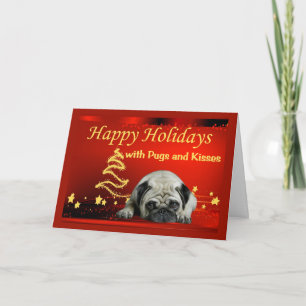 Mops-Weihnachtskarten-Sterne Feiertagskarte
